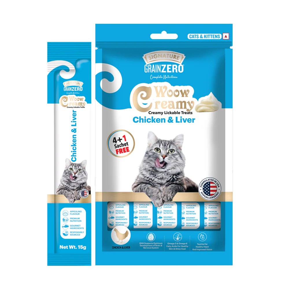 Signature Grain Zero Tuna and Ocean Fish & Chicken and Liver Lickable Creamy Cat Treats Combo - Image 4