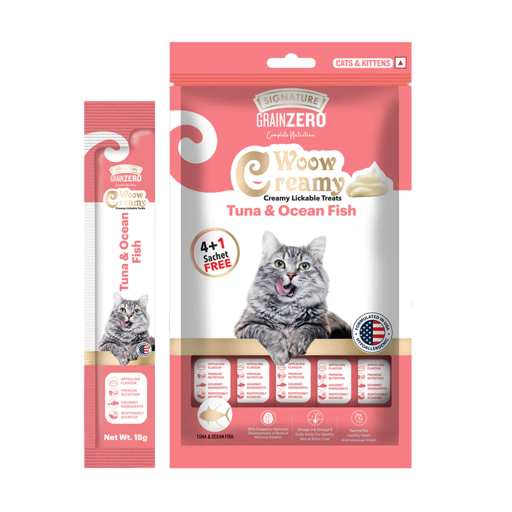 Signature Grain Zero Bonito and Scallop & Tuna and Ocean Fish Lickable Creamy Cat Treats Combo - Image 4
