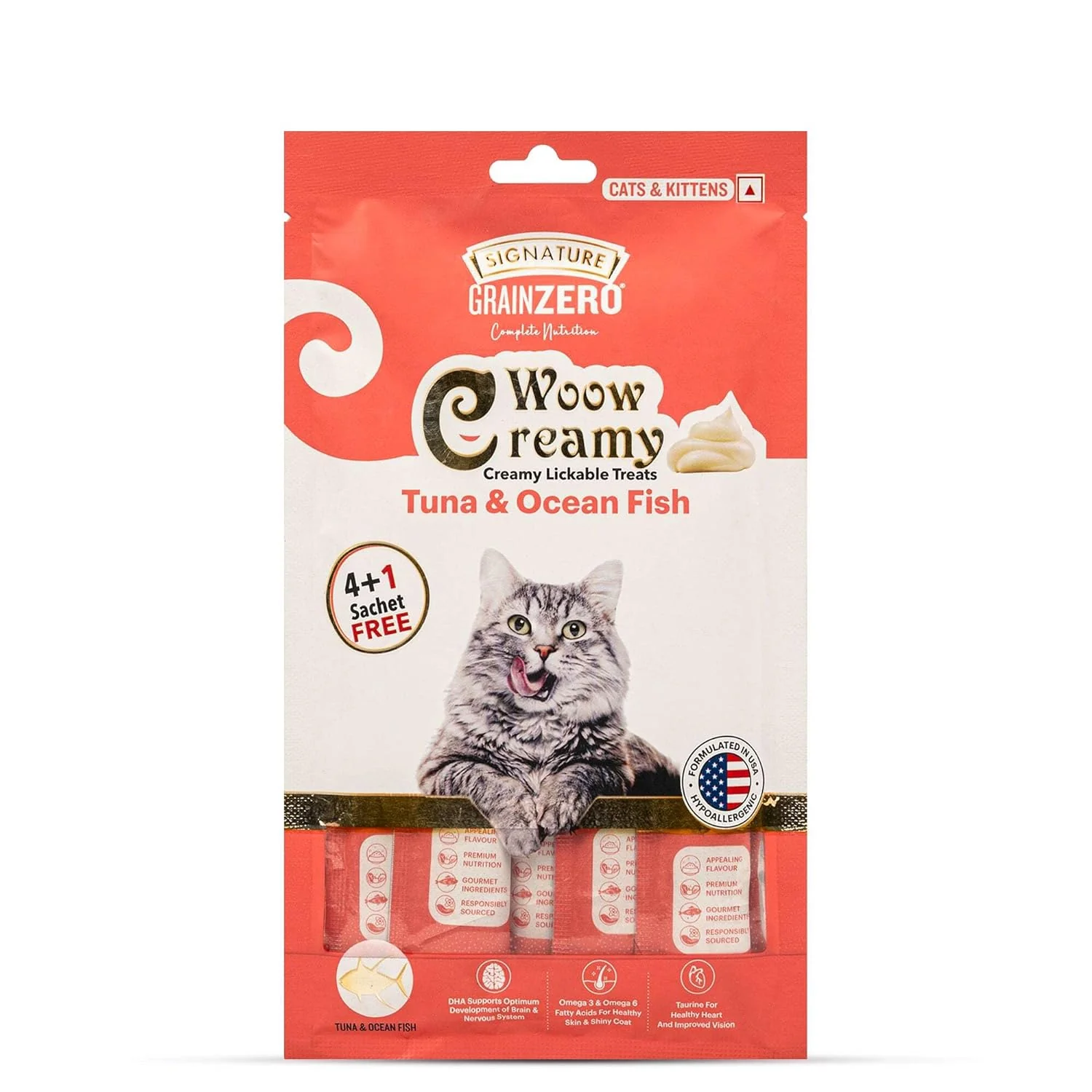 Signature Grain Zero 5 Flavor Lickable Creamy Treats for Cats - Image 3