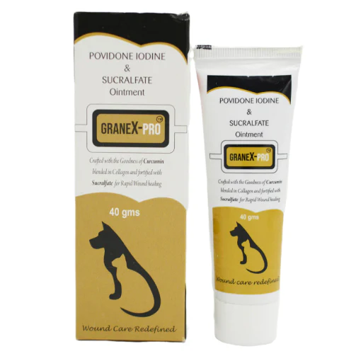 Sihil GraneX Pro Ointment (Povidone iodine & Sucralfate) Antiseptic & Wound healing for Dogs And Cats