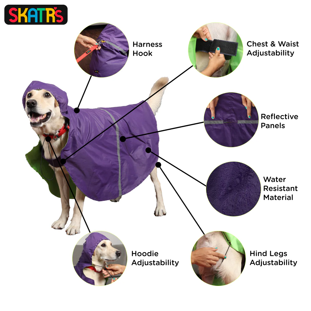Skatrs Full Coverage Cape Style Raincoat for Dogs and Cats (Purple) - Image 5