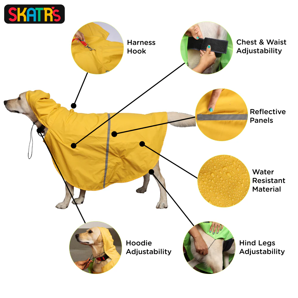 Skatrs Full Coverage Cape Style Raincoat for Dogs and Cats (Yellow) - Image 5