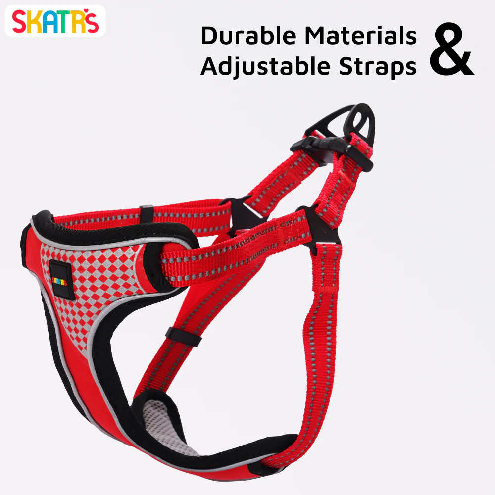 Skatrs Adventure in Style & Comfort Fiery Padded Harness for Dogs (Red) - Image 4