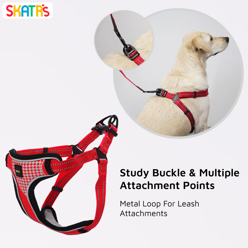 Skatrs Adventure in Style & Comfort Fiery Padded Harness for Dogs (Red) - Image 5