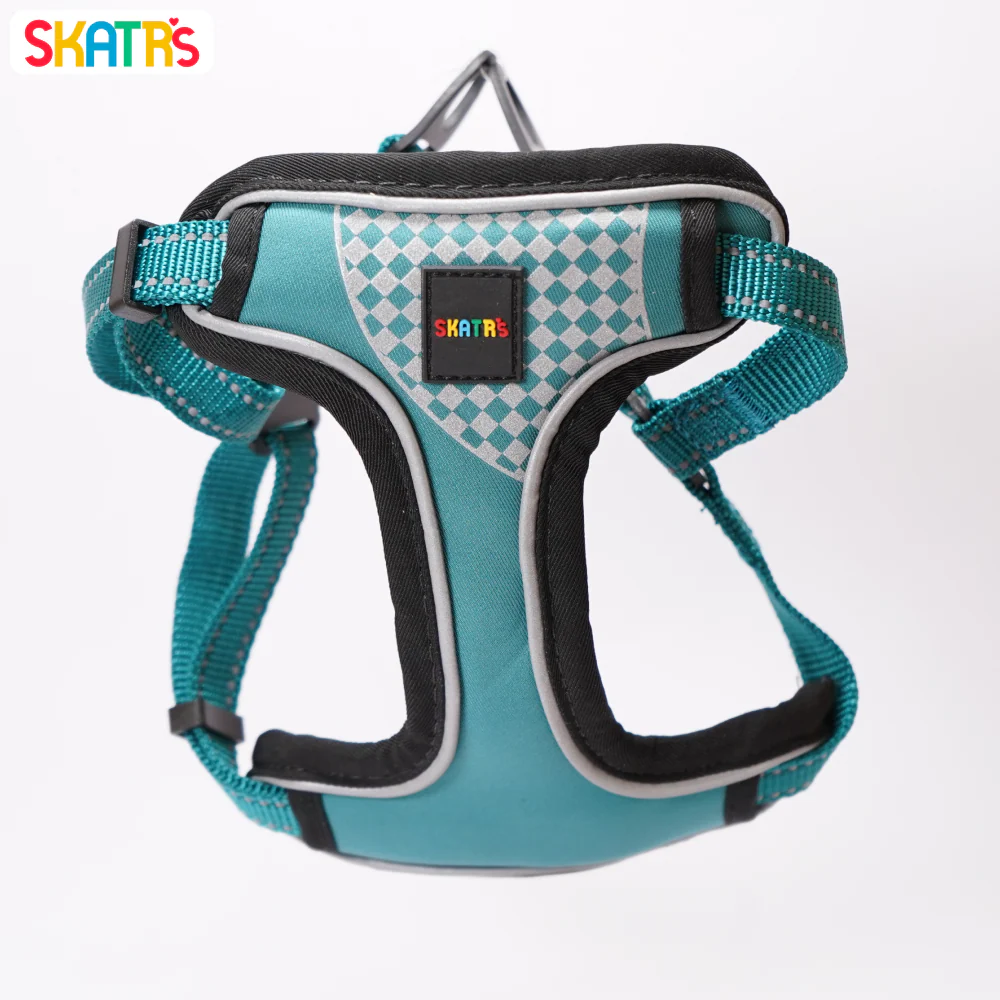Skatrs Adventure in Style & Comfort Ocean Wave Padded Harness for Dogs (Blue) - Image 2