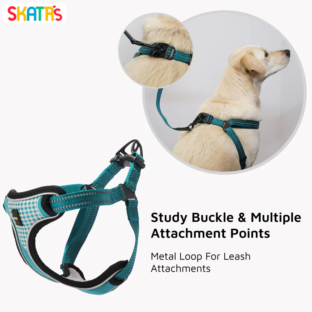 Skatrs Adventure in Style & Comfort Ocean Wave Padded Harness for Dogs (Blue) - Image 4