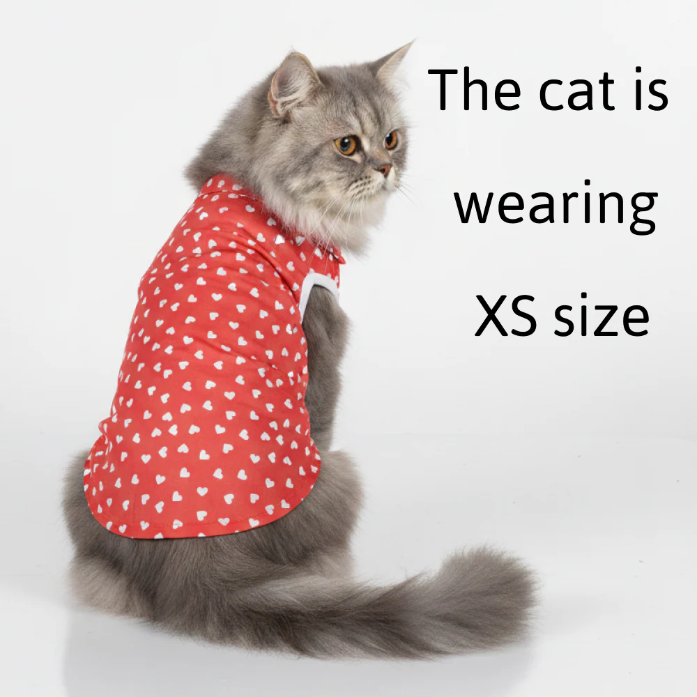 Skatrs All Hearts Printed Shirt for Dogs and Cats (Red) - Image 2
