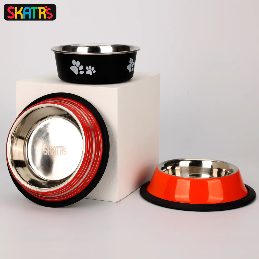 Skatrs Anti Skid Glossy Bowl for Dogs and Cats (Red) (Buy 1 Get 1) - Image 5