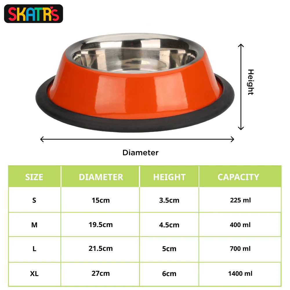 Skatrs Anti Skid Glossy Bowl for Dogs and Cats (Orange) - Image 2
