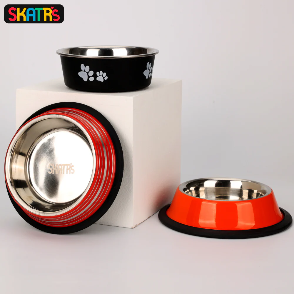 Skatrs Anti Skid Glossy Bowl for Dogs and Cats (Orange) - Image 4