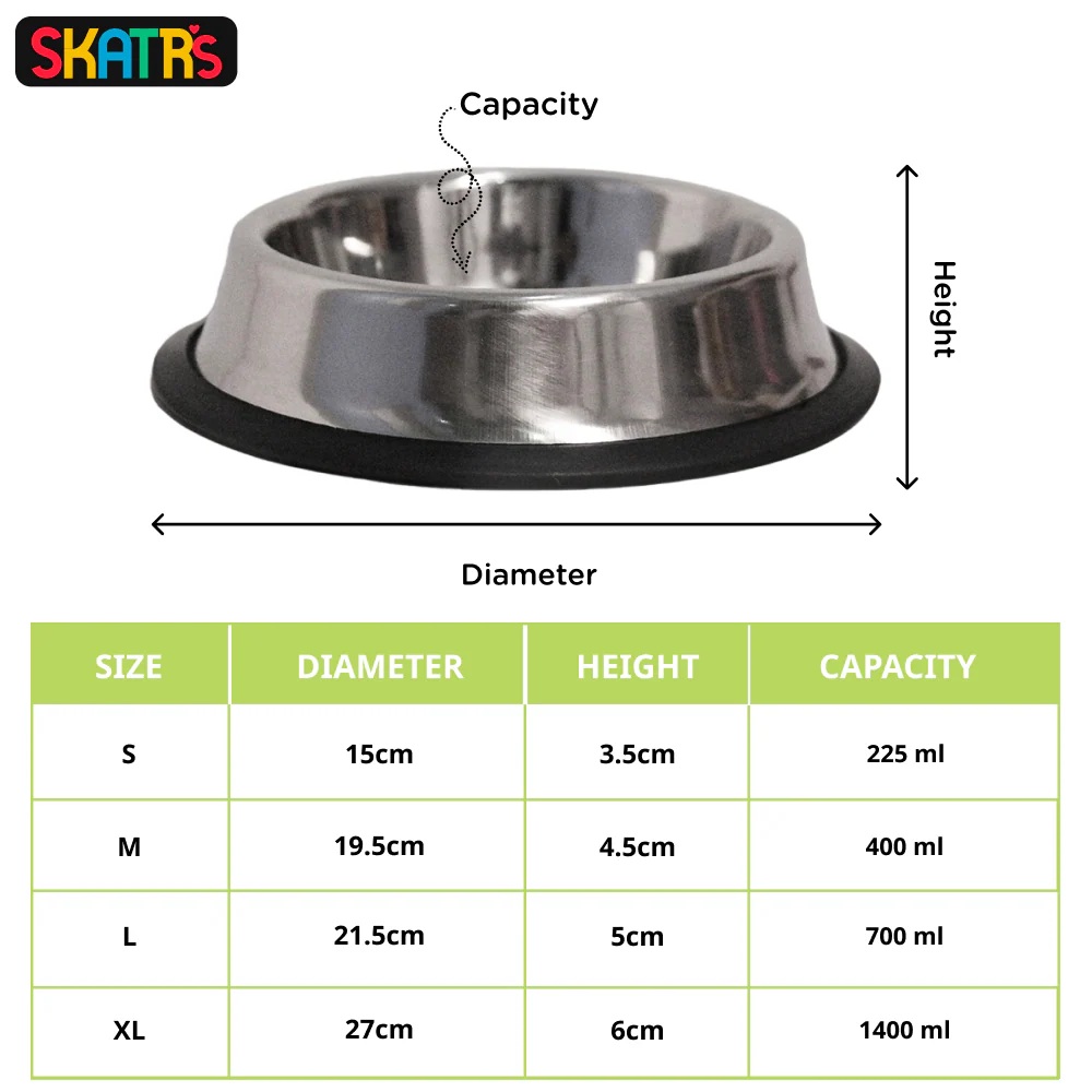 Skatrs Anti Skid Stainless Steel Bowl for Dogs and Cats (1400mL) - Image 2