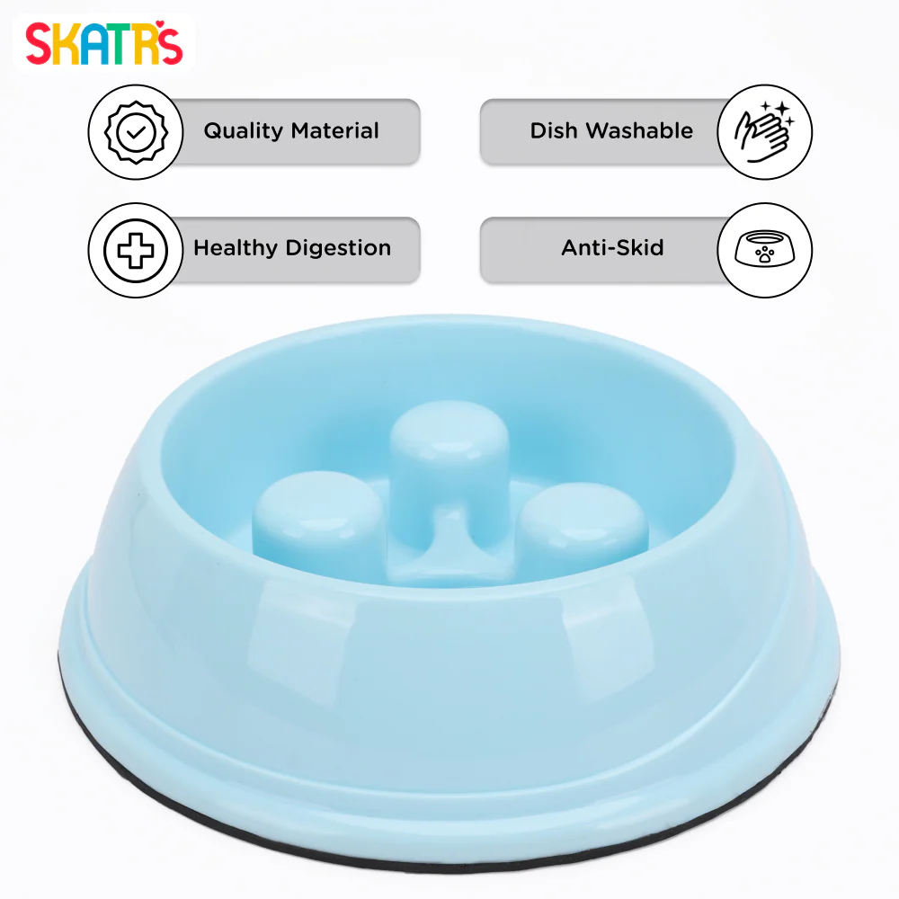 Skatrs Antiskid Slow Feeder Bowl for Dogs and Cats (Blue) - Image 3