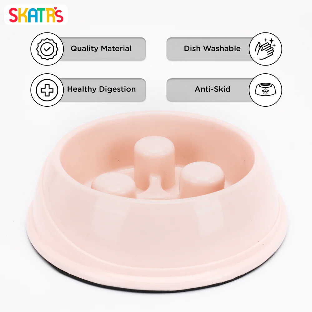 Skatrs Antiskid Slow Feeder Bowl for Dogs and Cats (Pink) - Image 3