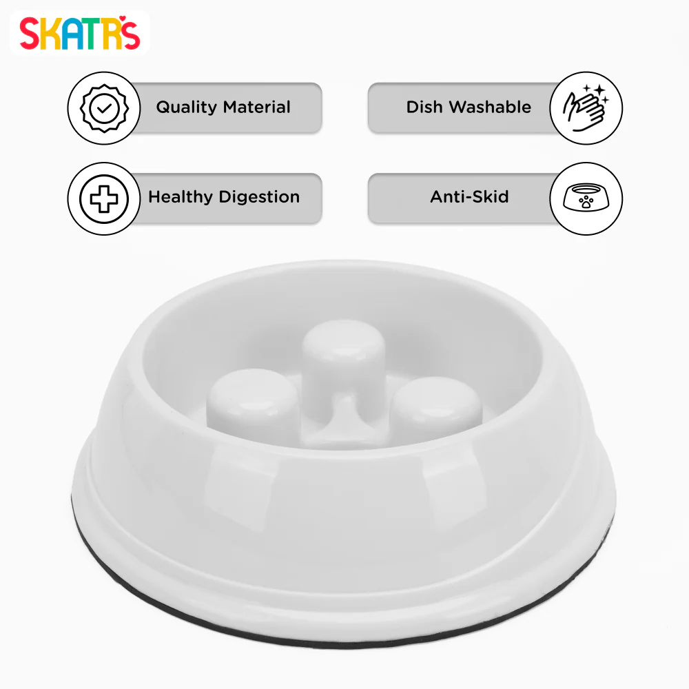 Skatrs Antiskid Slow Feeder Bowl for Dogs and Cats (White) - Image 3