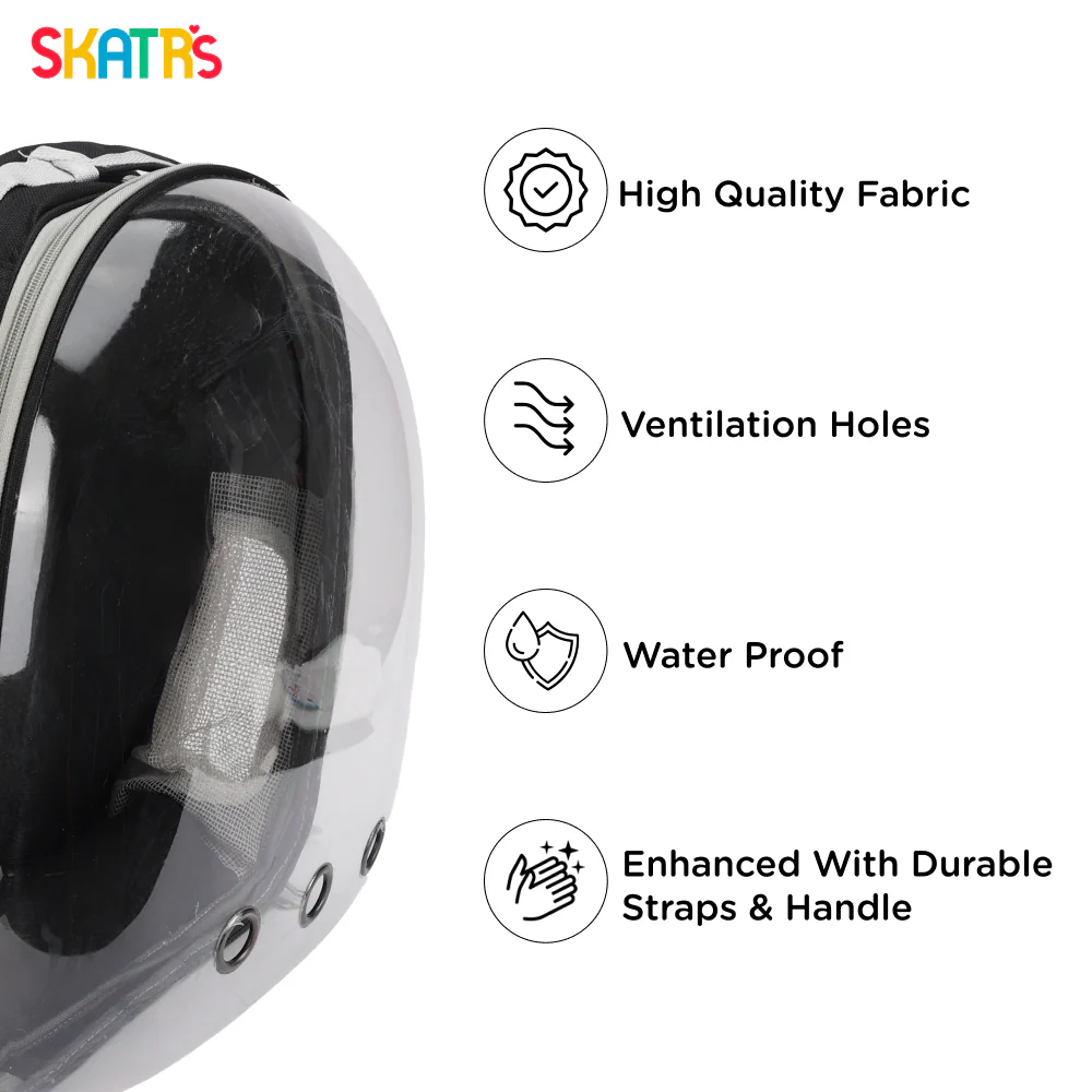 Skatrs Astronaut Space Capsule Carrier Backpack for Cats (Black) - Image 3