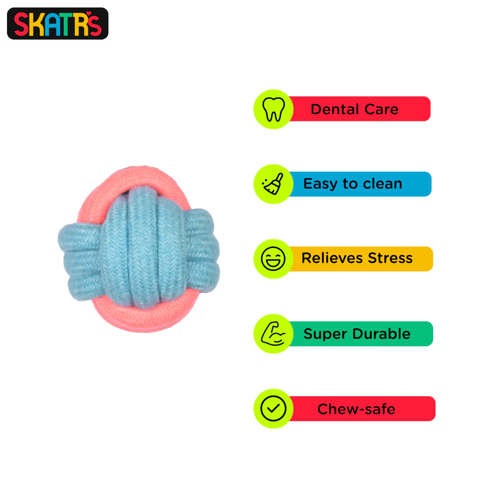 Skatrs Dummy Knotted, Ball and Bone Shaped Rope Chew Toy Combo for Dogs and Cats - Image 3