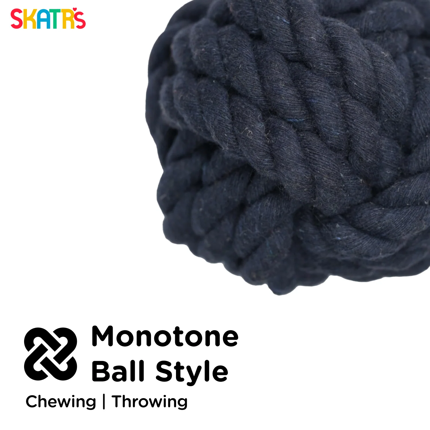 Skatrs Ball Shaped Twisted Rope Chew Toy for Dogs and Cats (Navy Blue) - Image 2