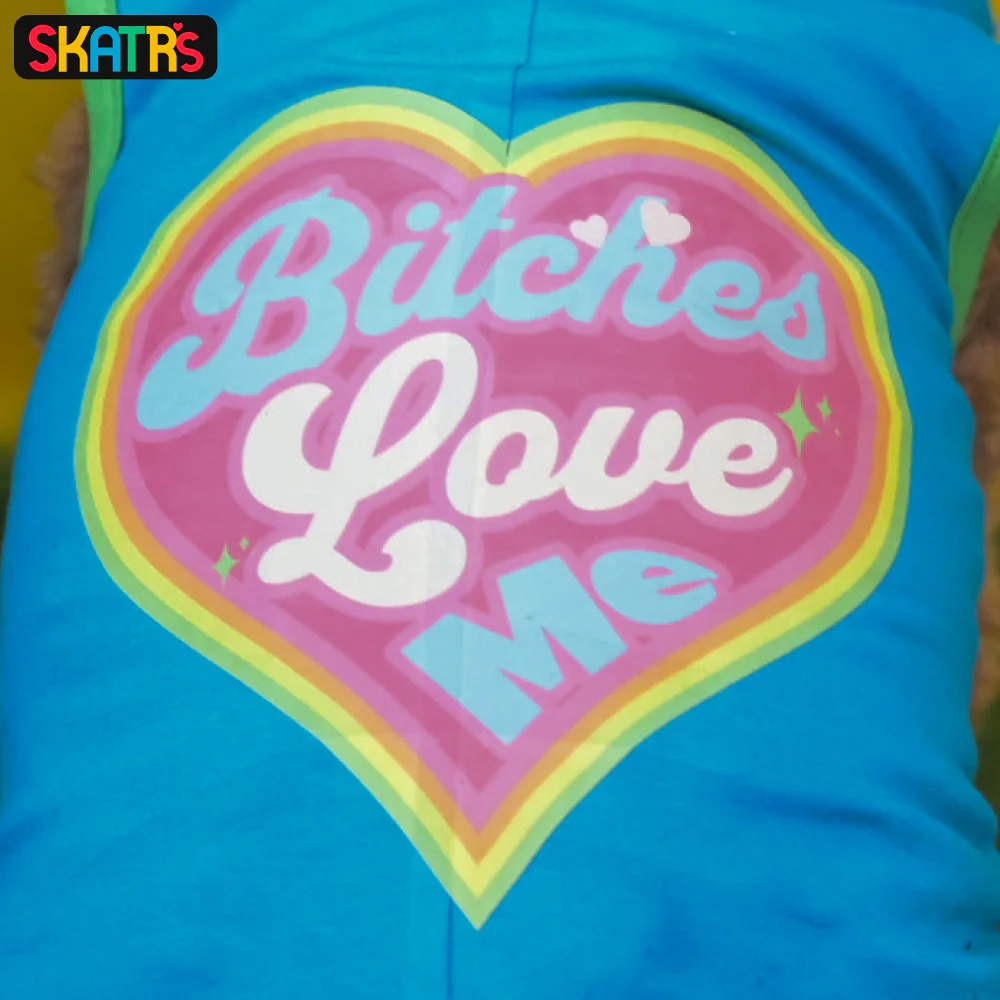 Skatrs Bitches Love Me Printed Summer Cotton T Shirt for Dogs and Cats (Blue) - Image 3
