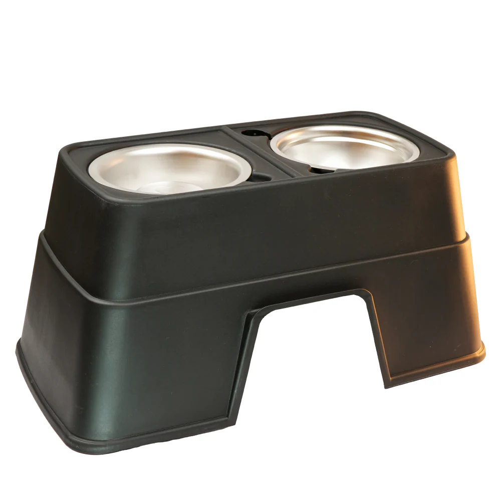 Skatrs Black & Bold Twin Bowl Raised Feeder for Dogs - Image 3