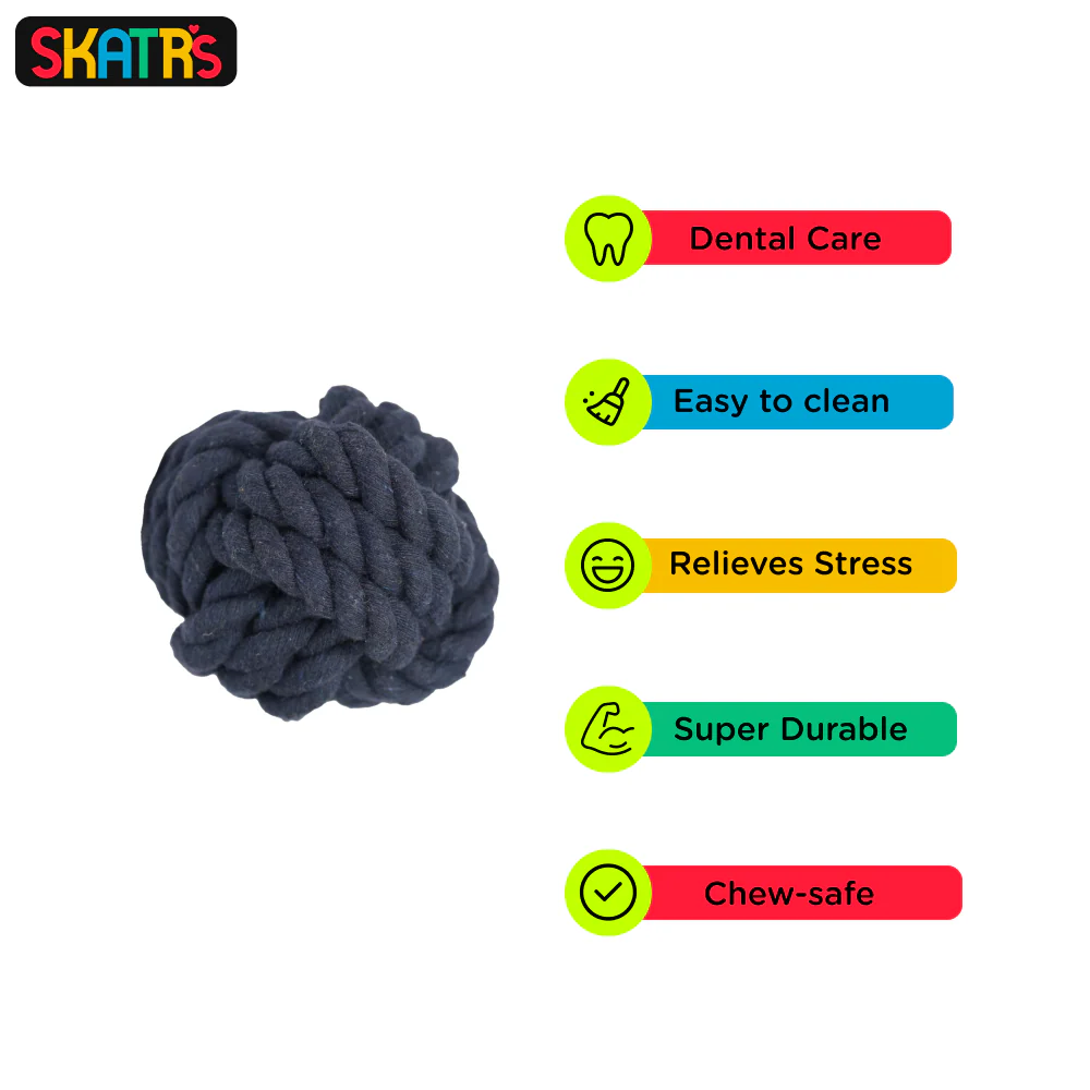 Skatrs Bone, Ball, Knotted Ball 3 in 1 Rope Chew Toy Combo for Dogs and Cats - Image 5