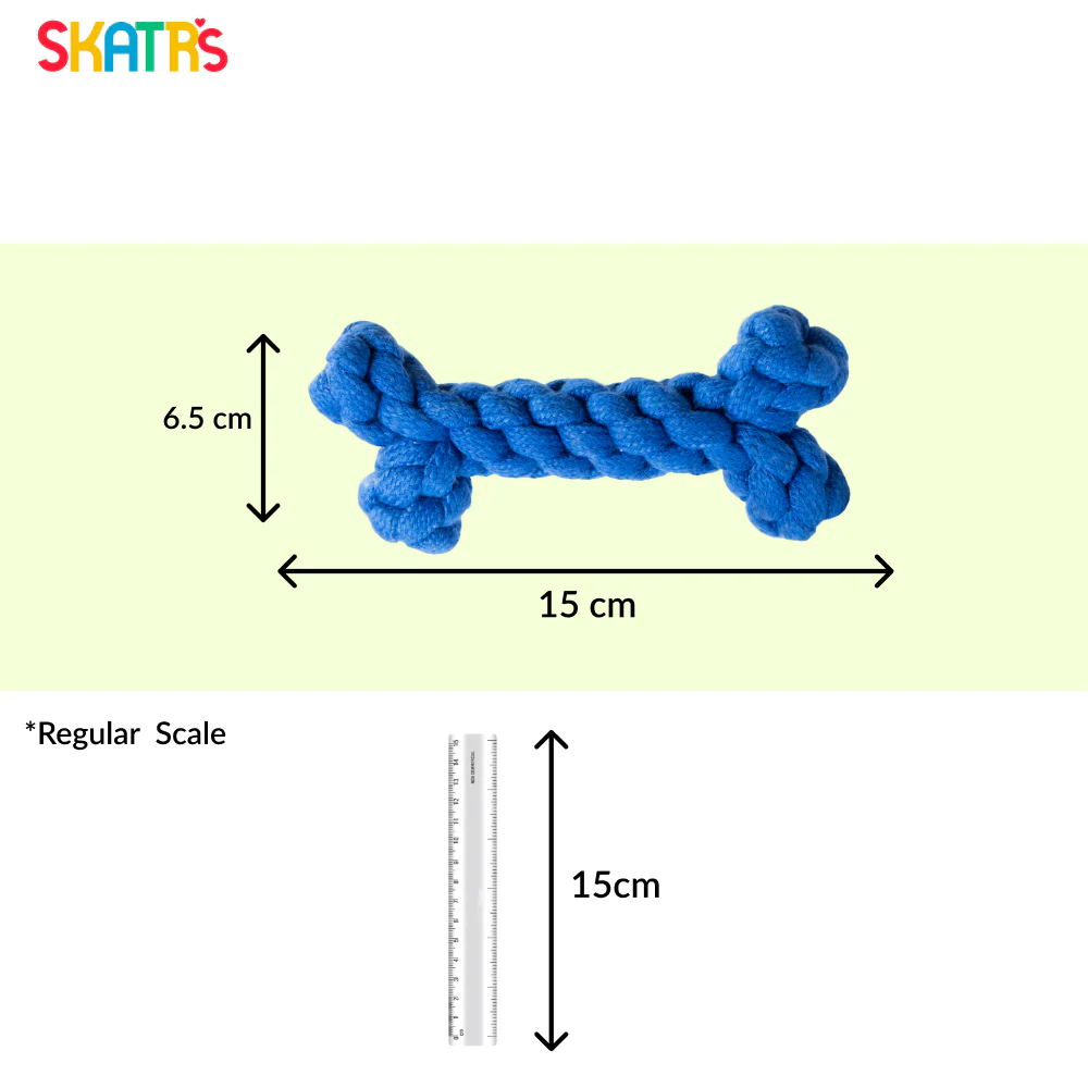 Skatrs Bone Shaped Rope Chew Toy for Dogs and Cats (Royal Blue) - Image 2