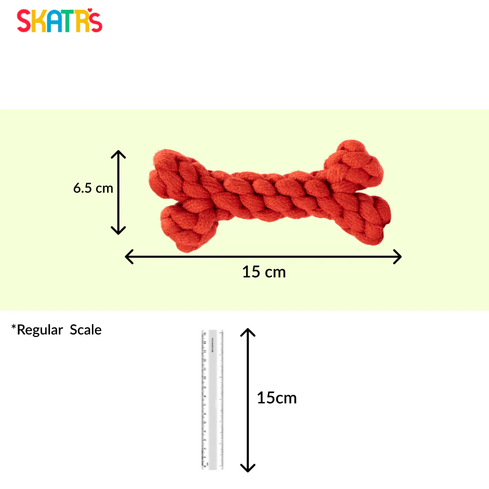 Skatrs Bone Shaped Rope Chew Toy for Dogs and Cats (Red) - Image 2