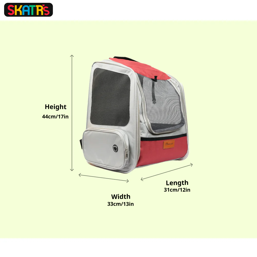 Skatrs Breathable Cat Backpack Carrier Foldable & Ventilated Travel Bag for Adult & Kitten Cats (Red) - Image 2
