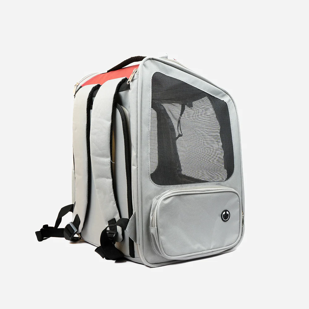Skatrs Breathable Cat Backpack Carrier Foldable & Ventilated Travel Bag for Adult & Kitten Cats (Red) - Image 6