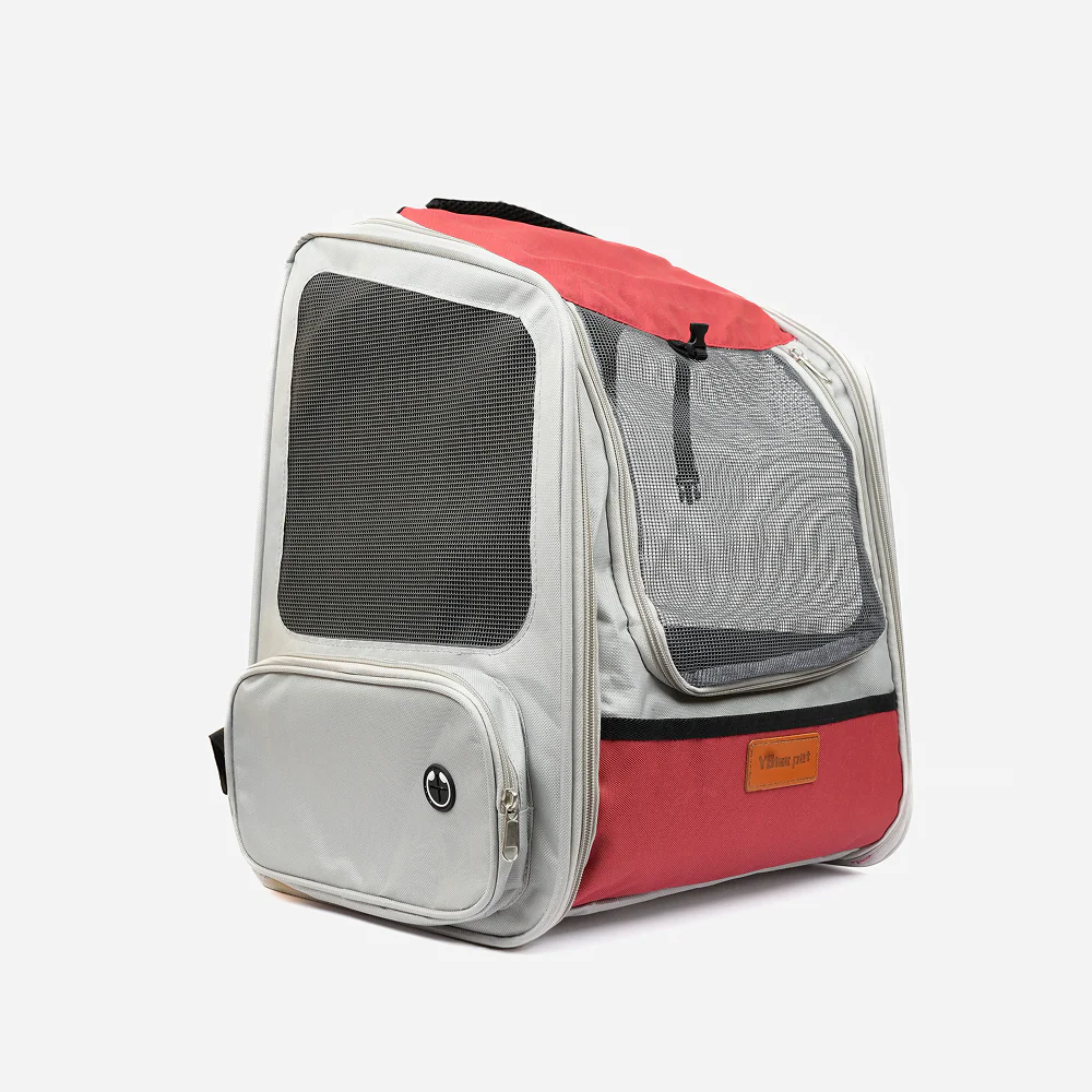 Skatrs Breathable Cat Backpack Carrier Foldable & Ventilated Travel Bag for Adult & Kitten Cats (Red) - Image 7