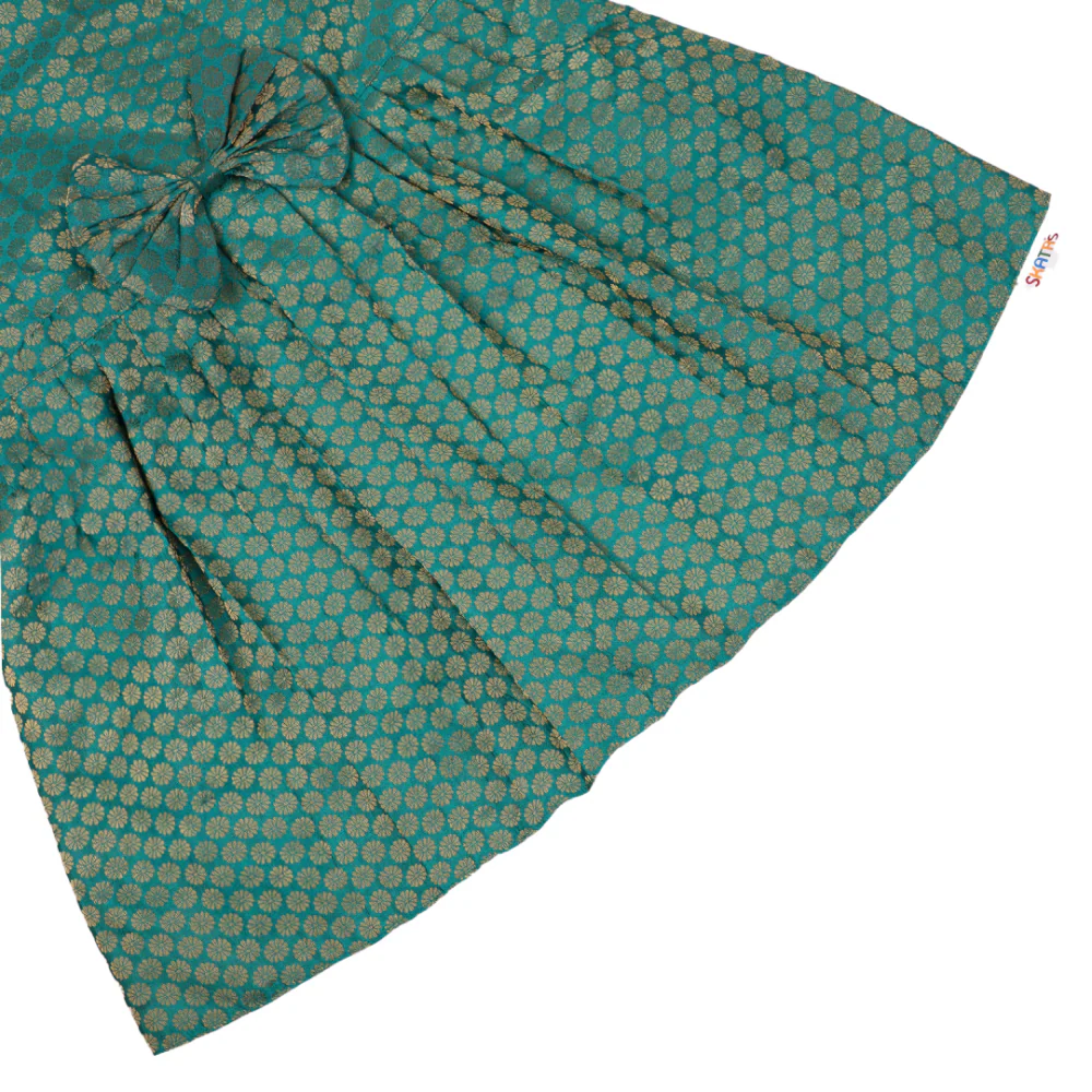 Skatrs Brocade Gold Printed Dress for Dogs and Cats (Teal) - Image 11