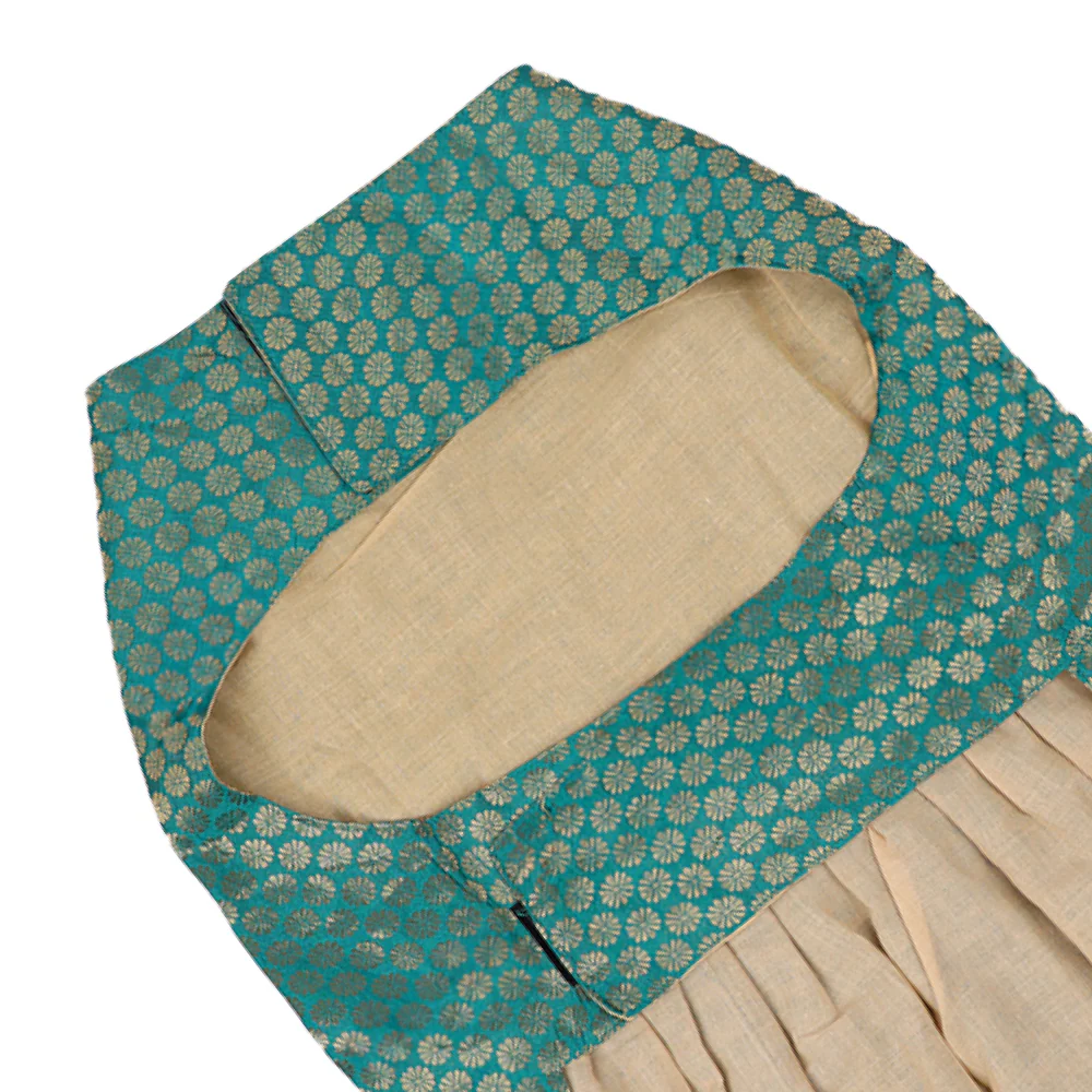 Skatrs Brocade Gold Printed Dress for Dogs and Cats (Teal) - Image 13
