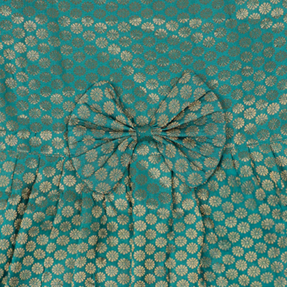 Skatrs Brocade Gold Printed Dress for Dogs and Cats (Teal) - Image 7