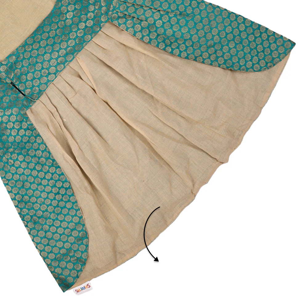Skatrs Brocade Gold Printed Dress for Dogs and Cats (Teal) - Image 9