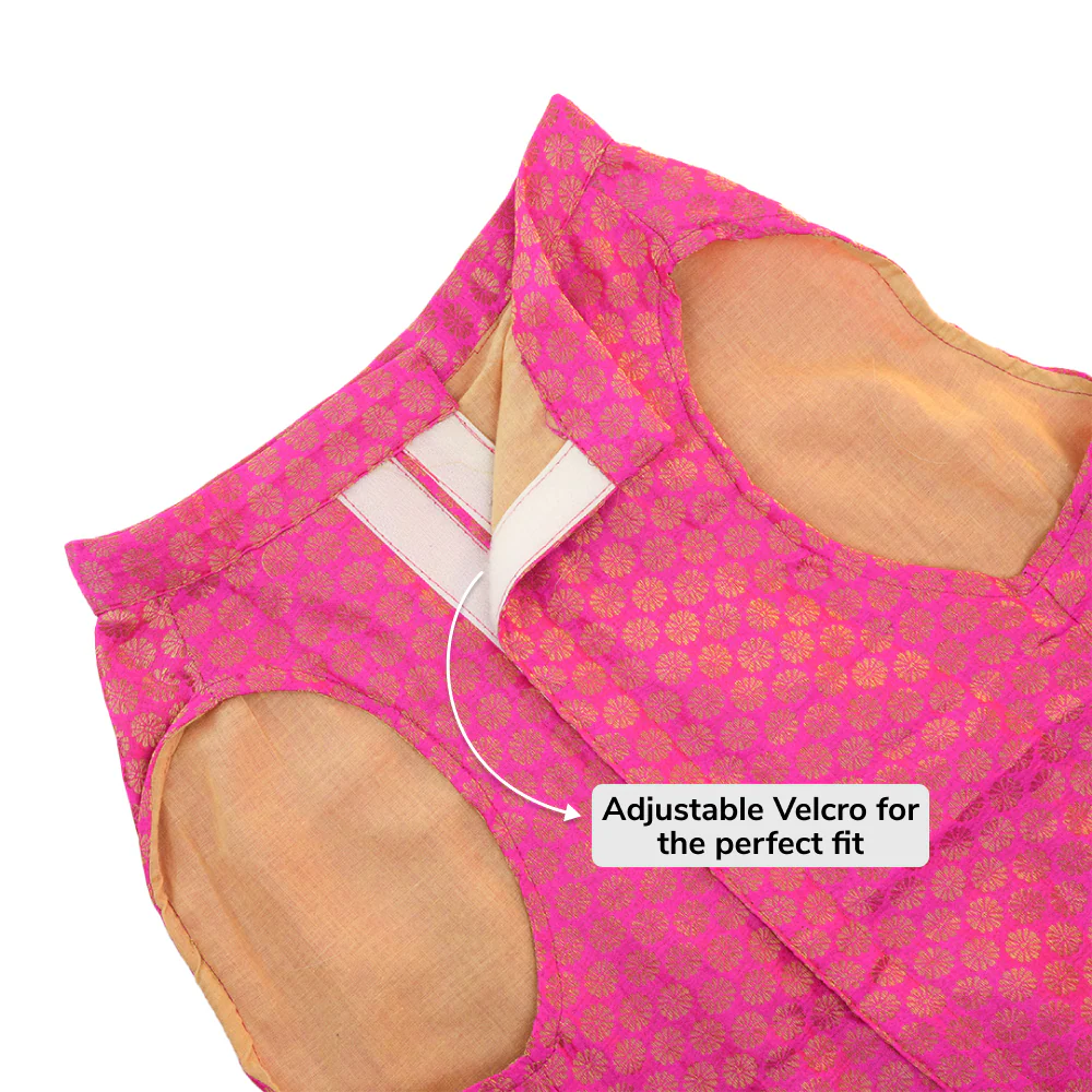 Skatrs Brocade Gold Printed Sherwani for Dogs and Cats (Pink) - Image 6