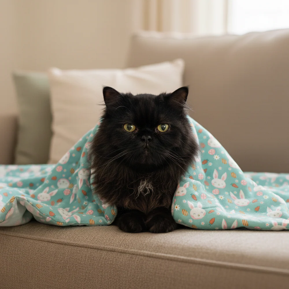 Skatrs Bunny Bloom Blanket for Dogs & Cats (Light Blue) - Image 2