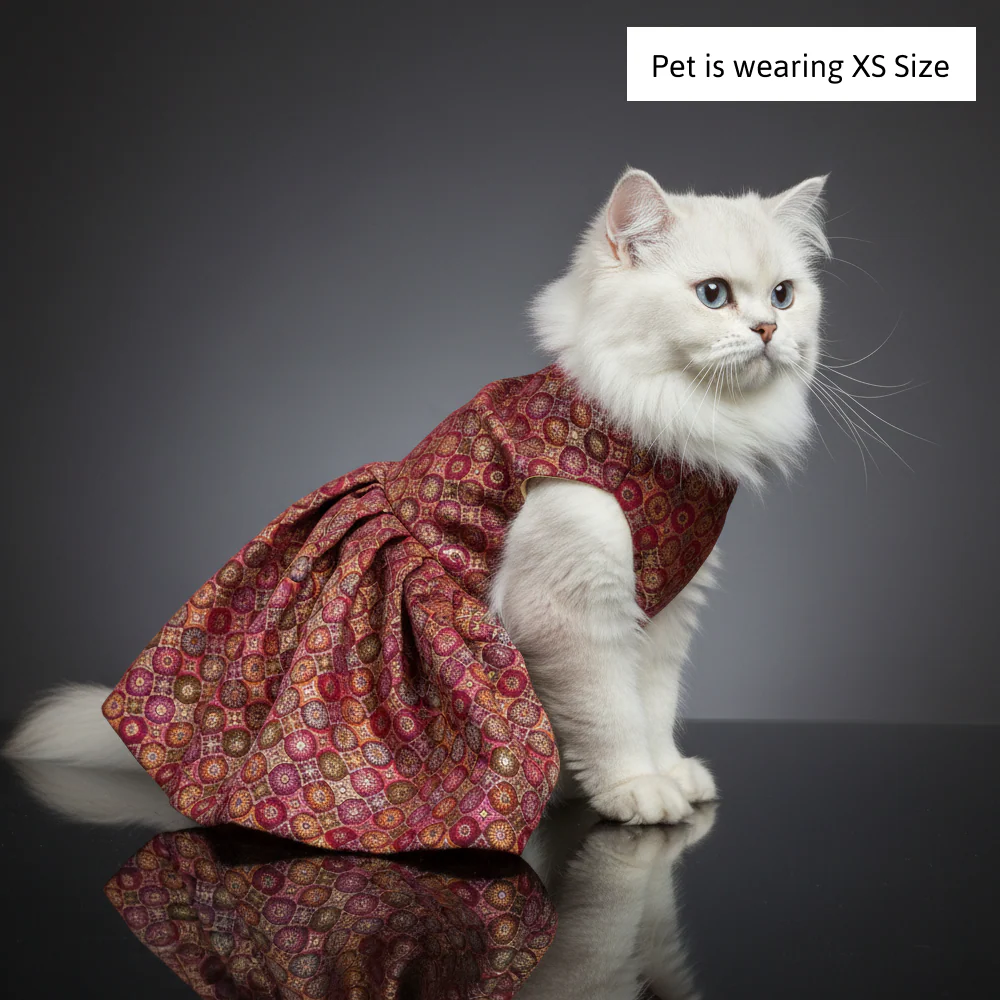 Skatrs Burgundy Regal Ensembl Festive Grace Lehenga for Dogs and Cats - Image 4