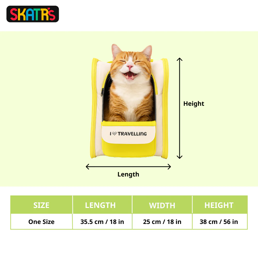 Skatrs Carrier Backpack with Front Pocket for Cats (Yellow) - Image 2