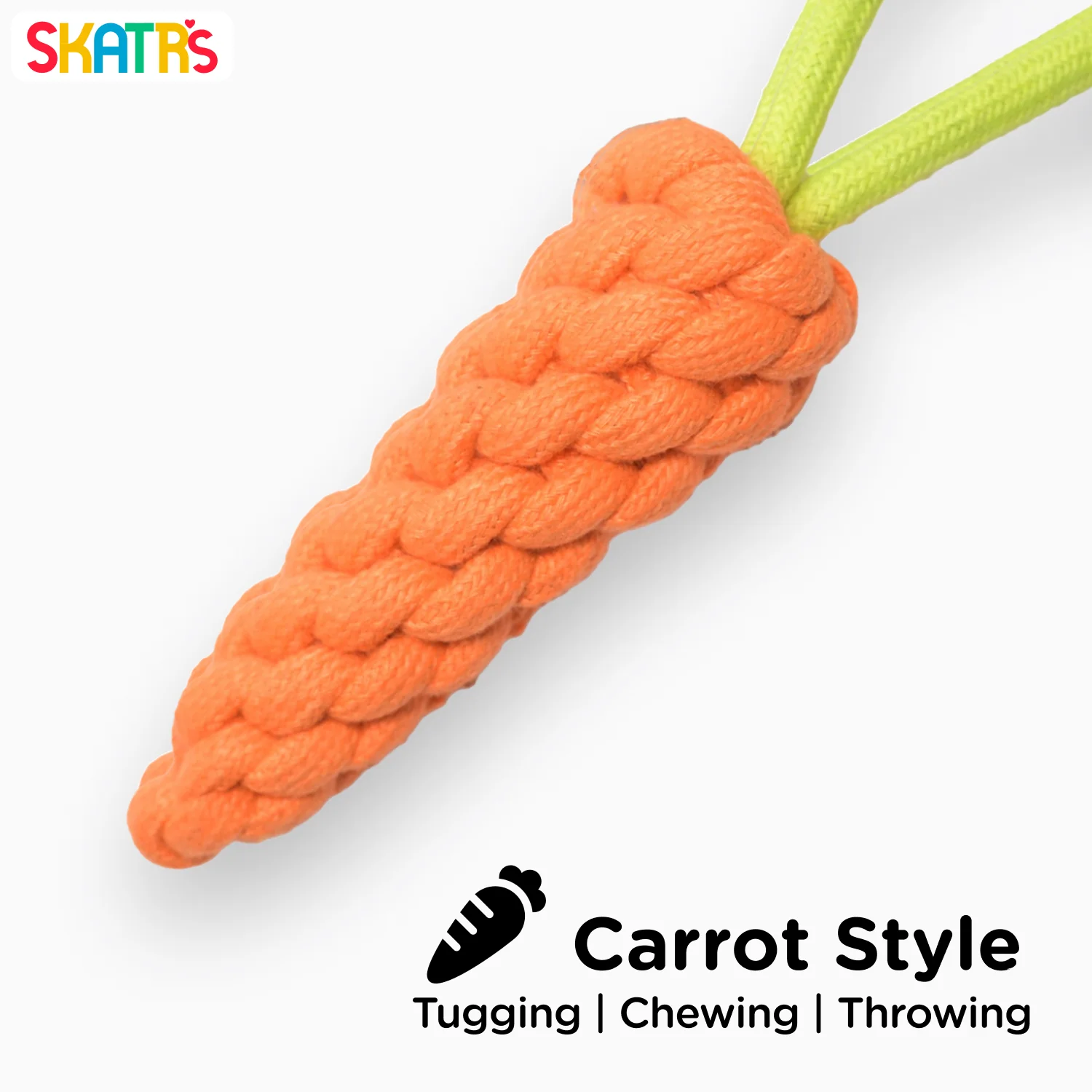 Skatrs Carrot Shaped Rope Chew Toy for Dogs and Cats (Orange) - Image 2