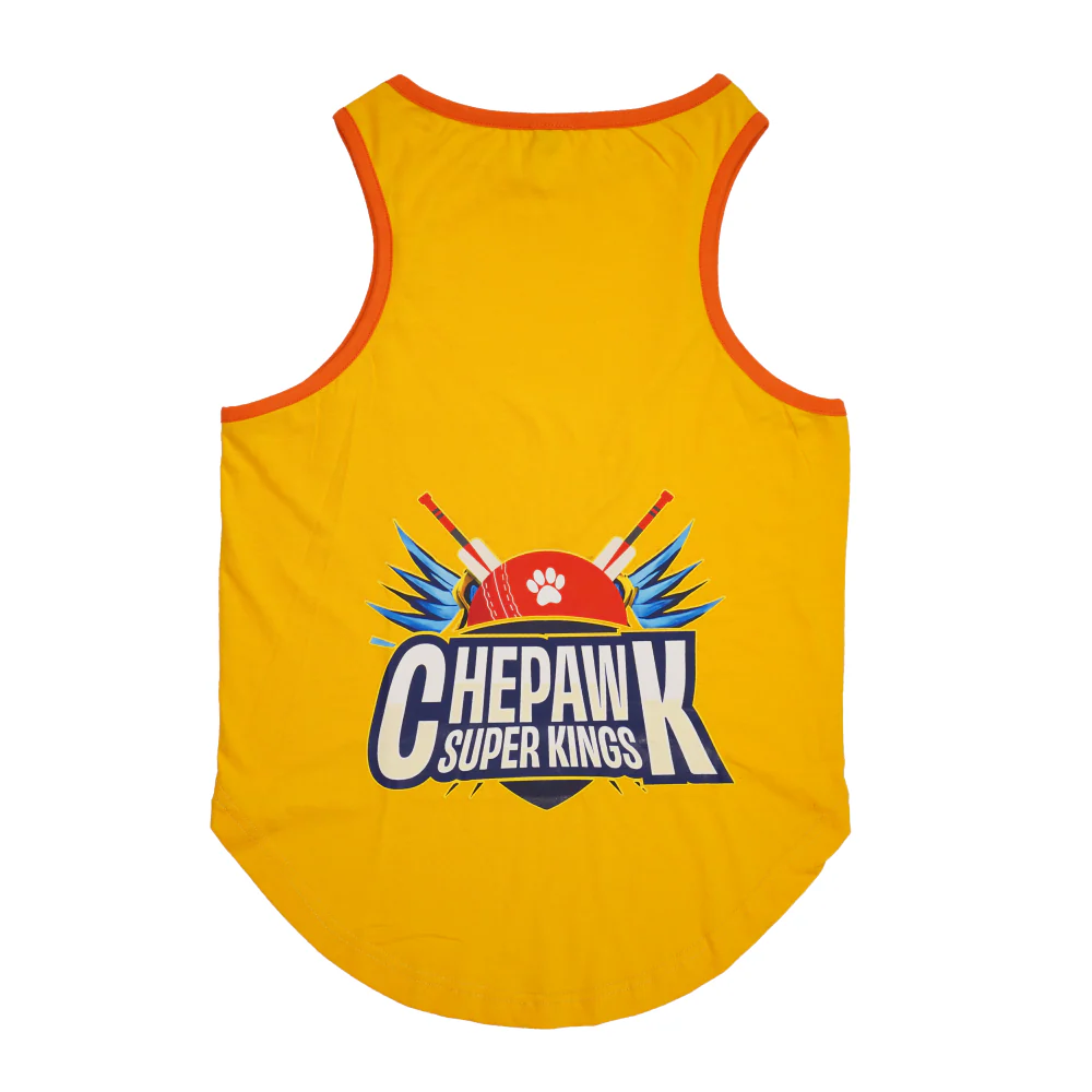 Skatrs Chepawk Superkings Cricket Jersey for Dogs and Cats (Yellow) - Image 2