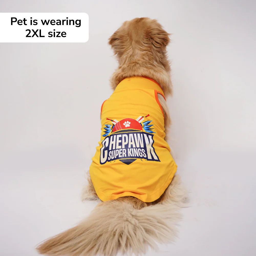 Skatrs Chepawk Superkings Cricket Jersey for Dogs and Cats (Yellow) - Image 4