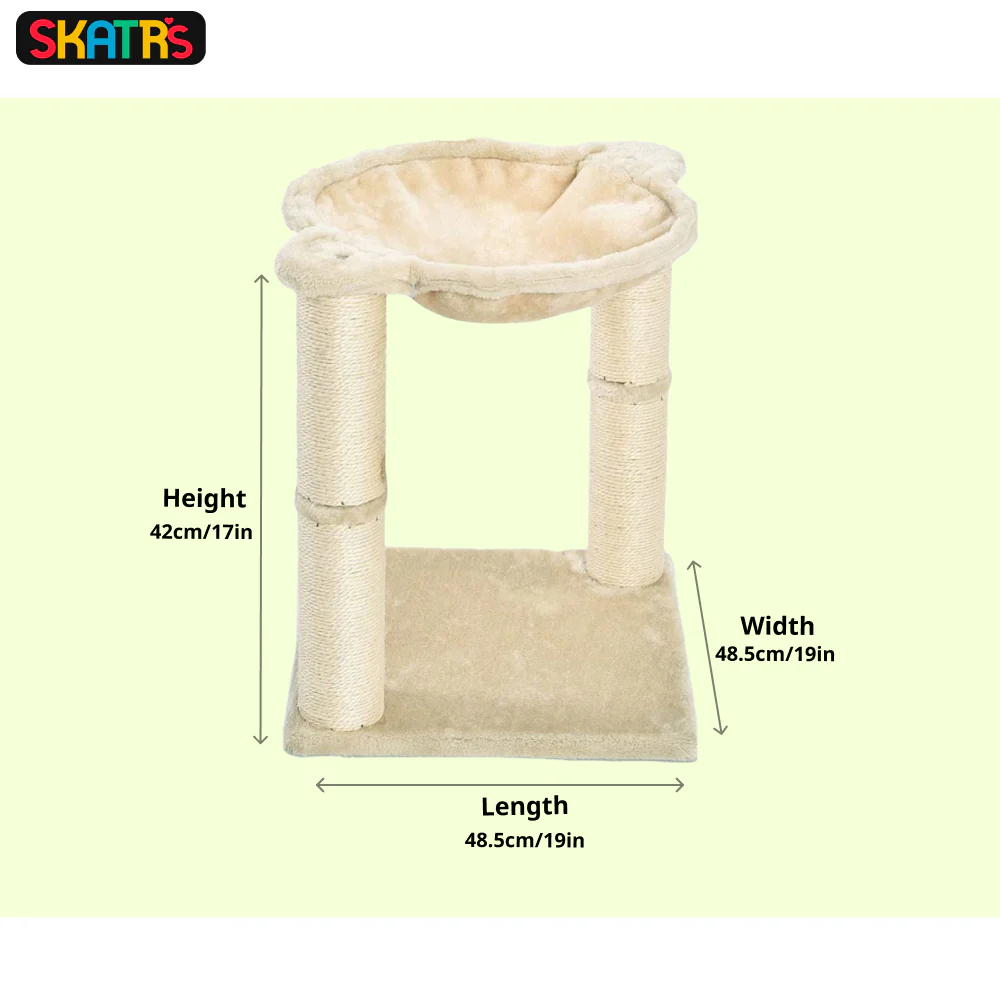 Skatrs Claw Tower Cat Tree with Hammock and Dual Scratching Post Toy (Beige) - Image 2