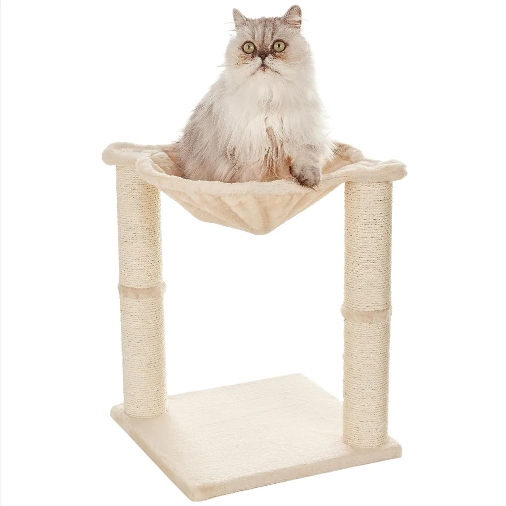 Skatrs Claw Tower Cat Tree with Hammock and Dual Scratching Post Toy (Beige) - Image 4