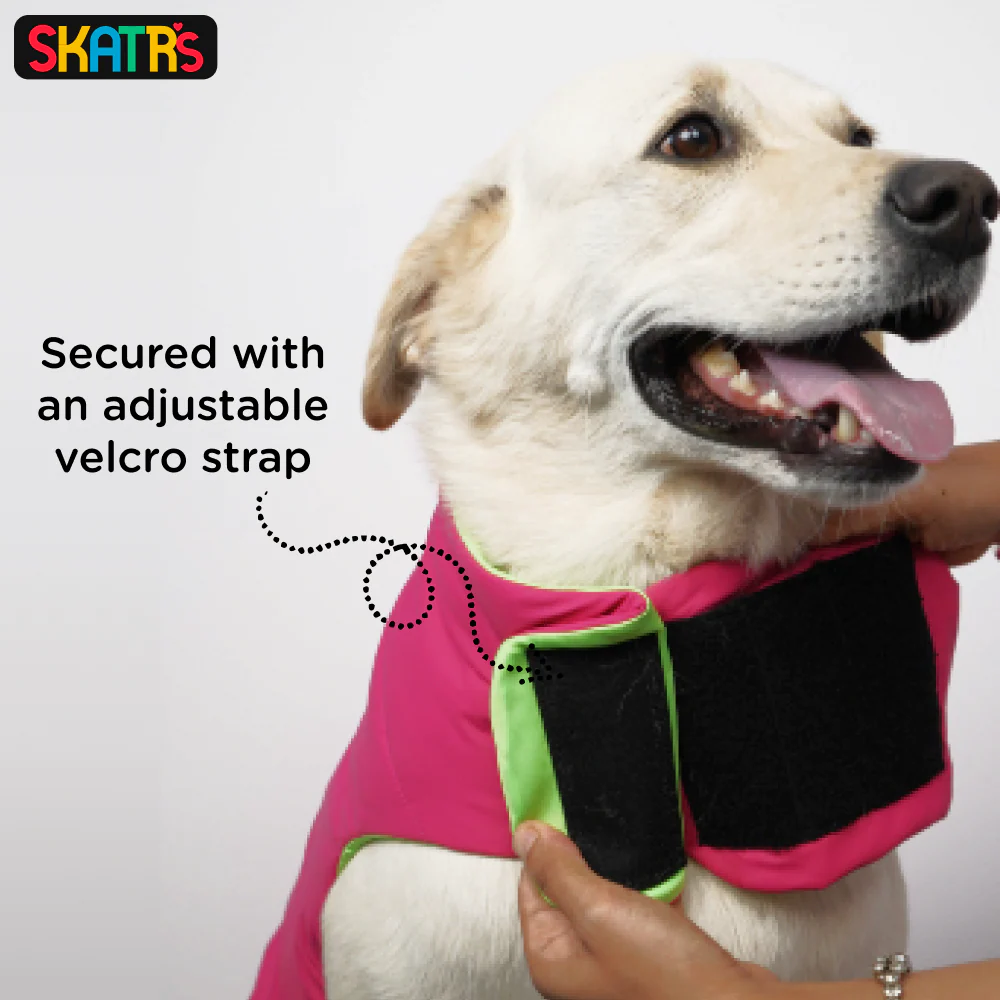 Skatrs Hot Pink Puffer Reversible Jacket for Dogs and Cats | With Adjustable Baby Velcro - Image 2