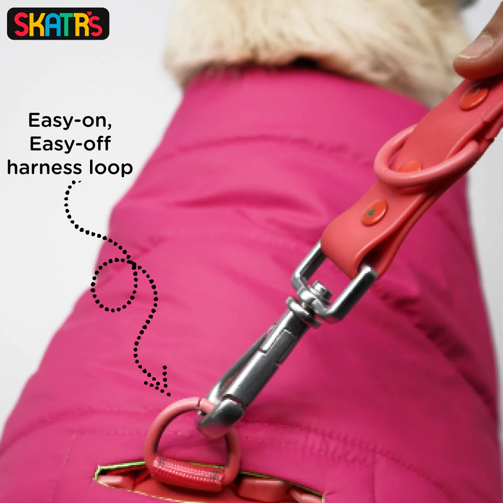 Skatrs Hot Pink Puffer Reversible Jacket for Dogs and Cats | With Adjustable Baby Velcro - Image 3