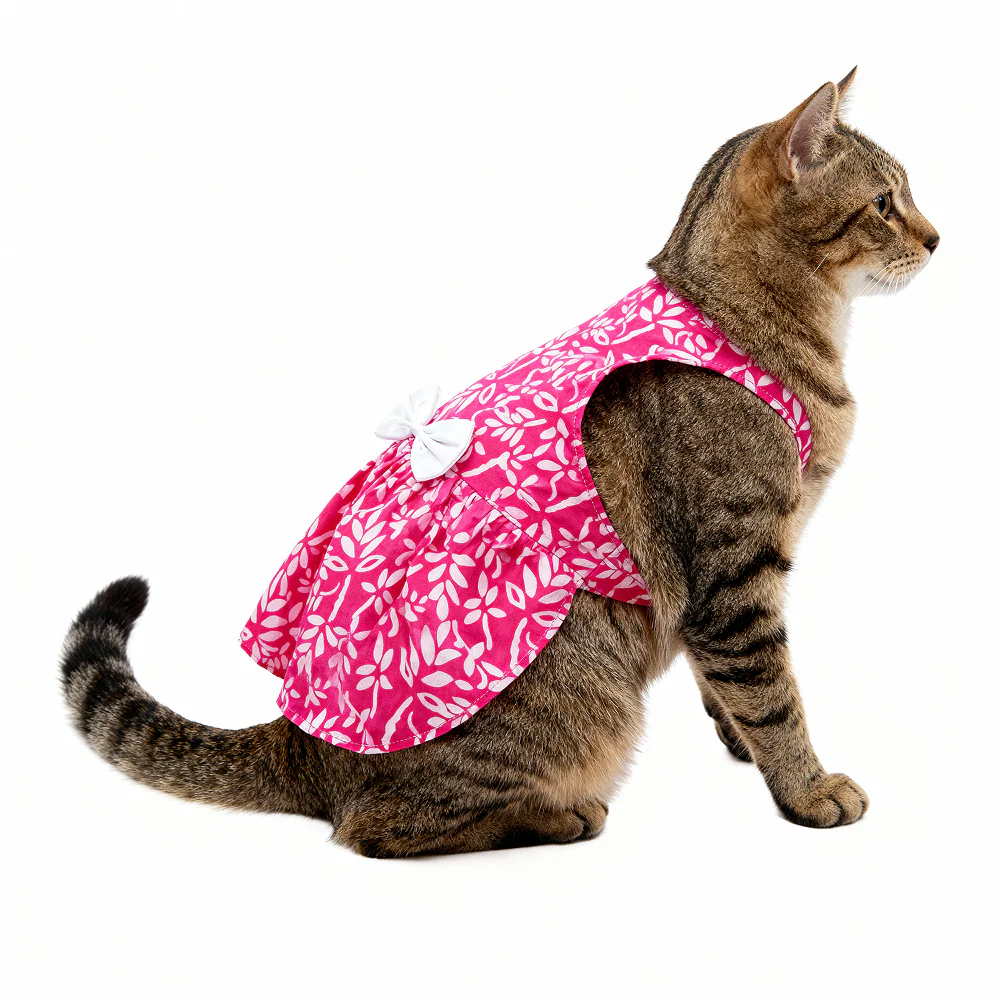 Skatrs Cotton Dress for Dogs and Cats (Hot Pink and White) - Image 8