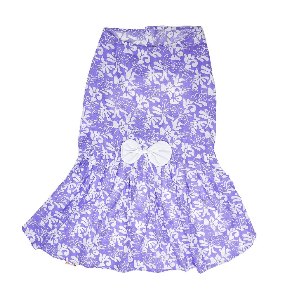 Skatrs Cotton Dress for Dogs and Cats (Lavender and White) - Image 5