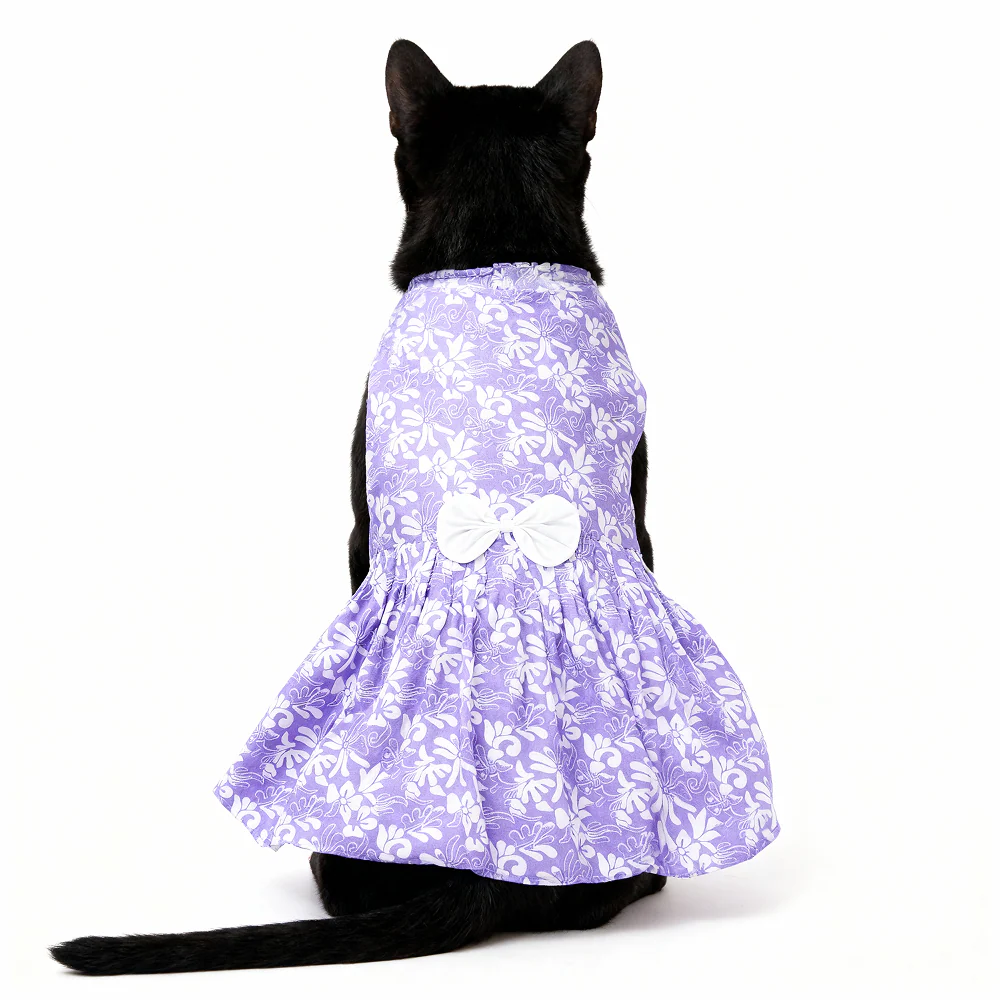 Skatrs Cotton Dress for Dogs and Cats (Lavender and White) - Image 9