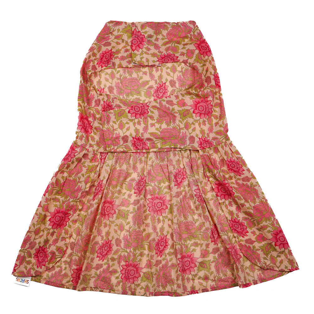 Skatrs Cotton Dress for Dogs and Cats (Off White and Pink Lotus) - Image 3