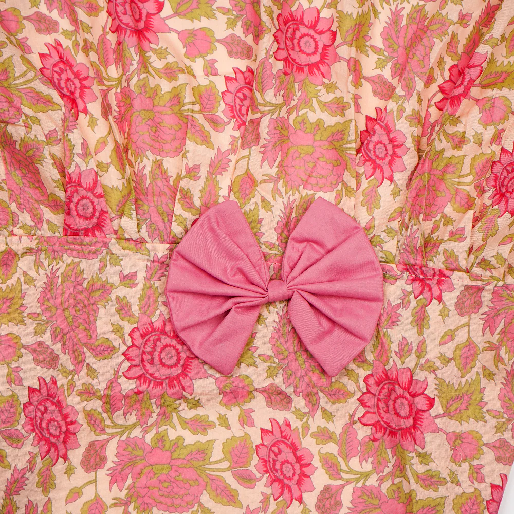 Skatrs Cotton Dress for Dogs and Cats (Off White and Pink Lotus) - Image 4
