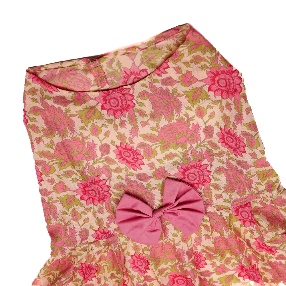 Skatrs Cotton Dress for Dogs and Cats (Off White and Pink Lotus) - Image 5